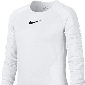 Nike Girl's Warm Dri-FIT Long Sleeve Training Shirt (White, Medium)
